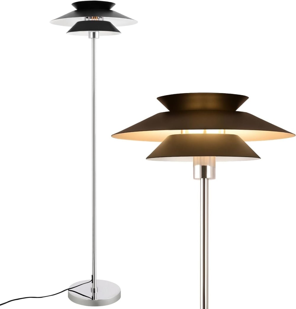 Nentwig - Stehlampe aus Metall, Schwarz, L 40 cm, E27 - Maisons