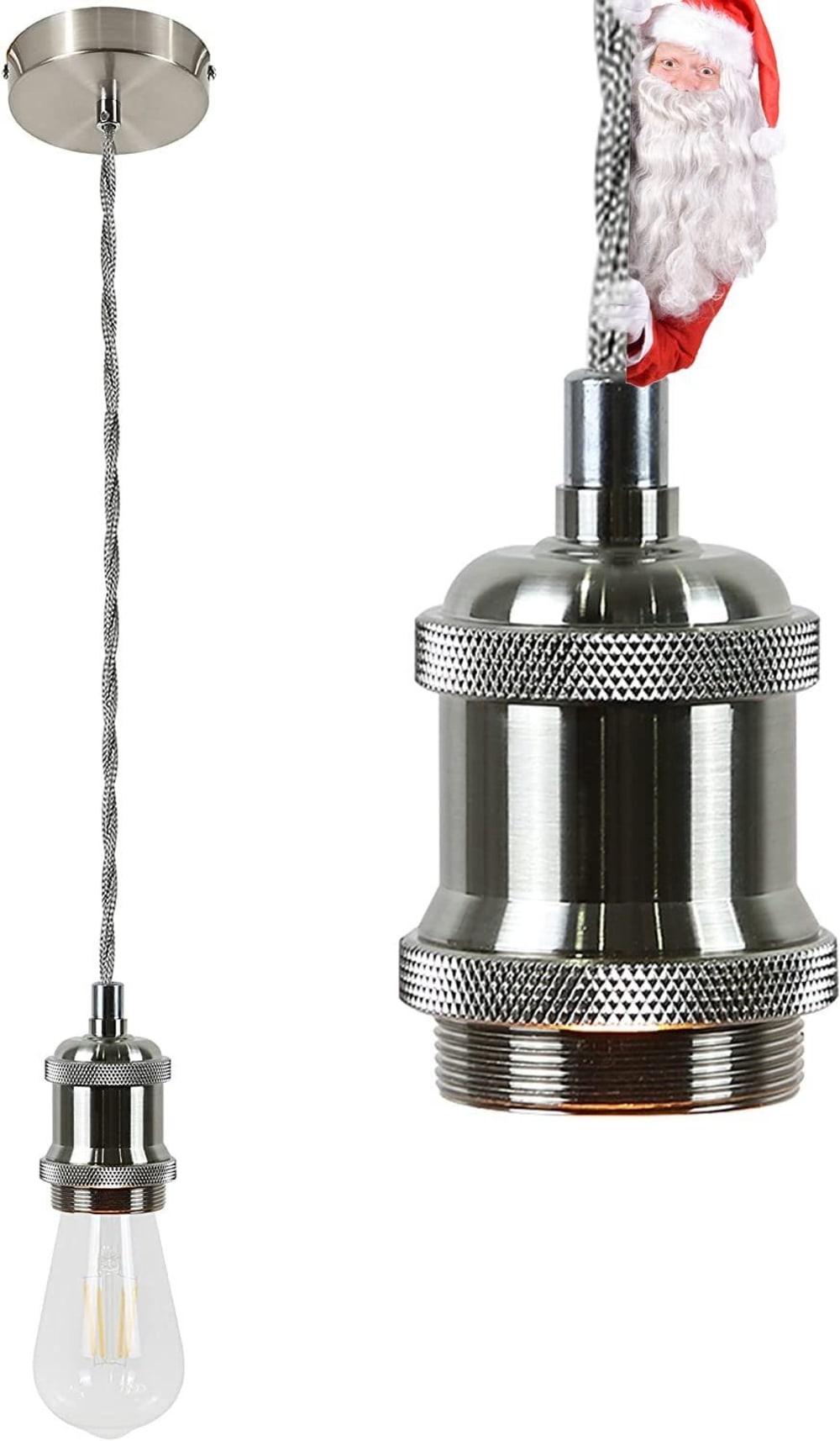 Livingston - Pendelleuchte aus Metall, Grau, L 10 cm, E27 -