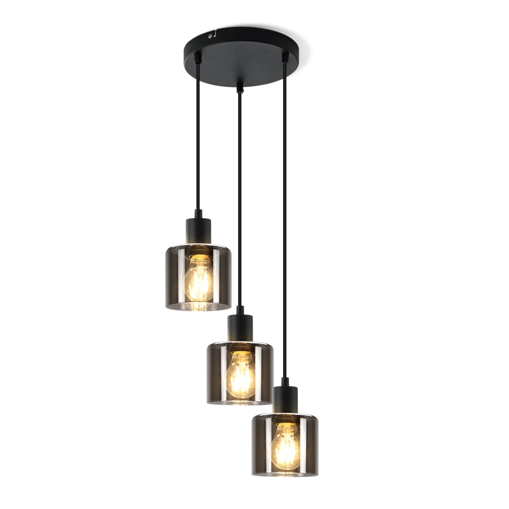 Kellen - suspension en verre, coloris gris, l 26 cm, e27