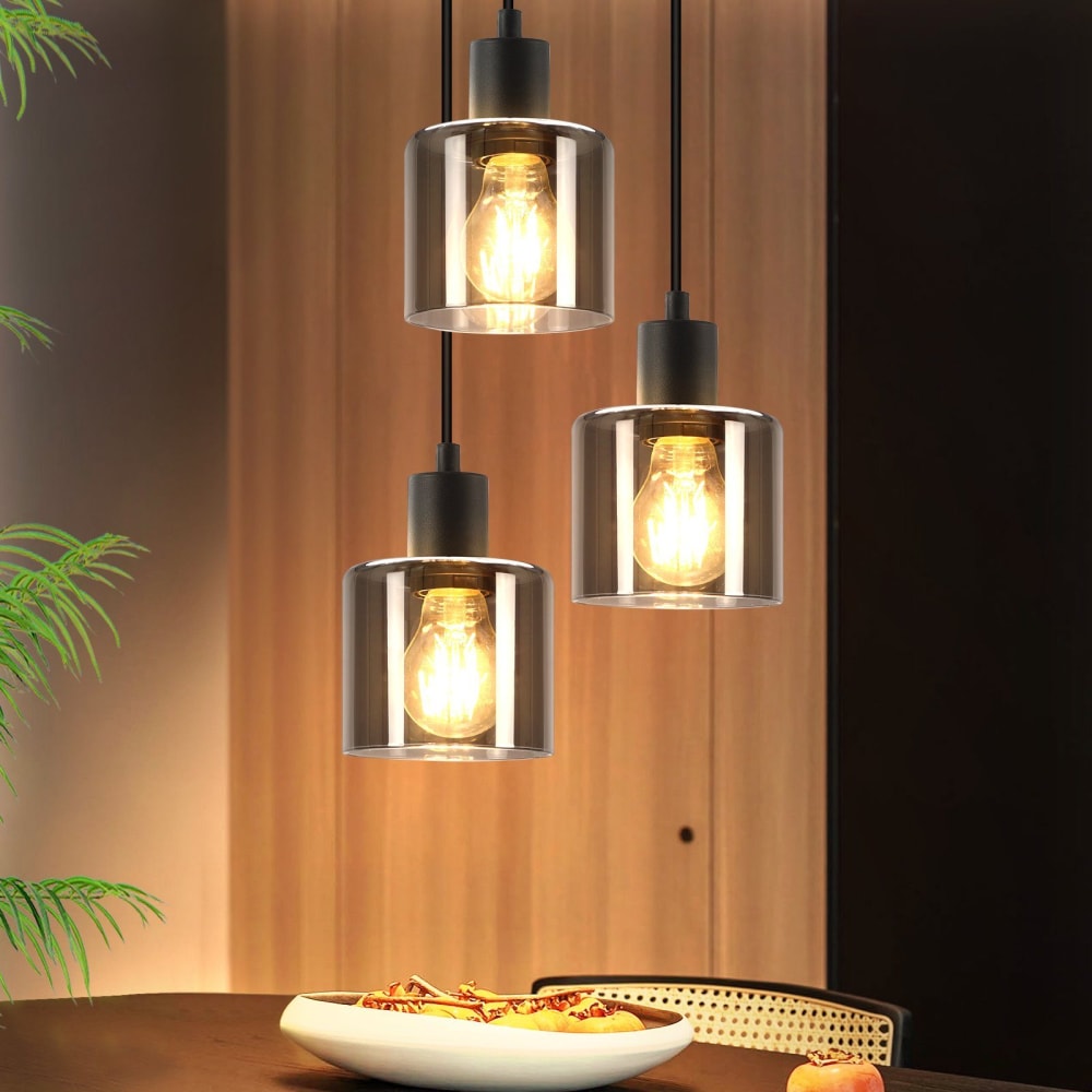 Kellen - suspension en verre, coloris gris, l 26 cm, e27 — vue 3