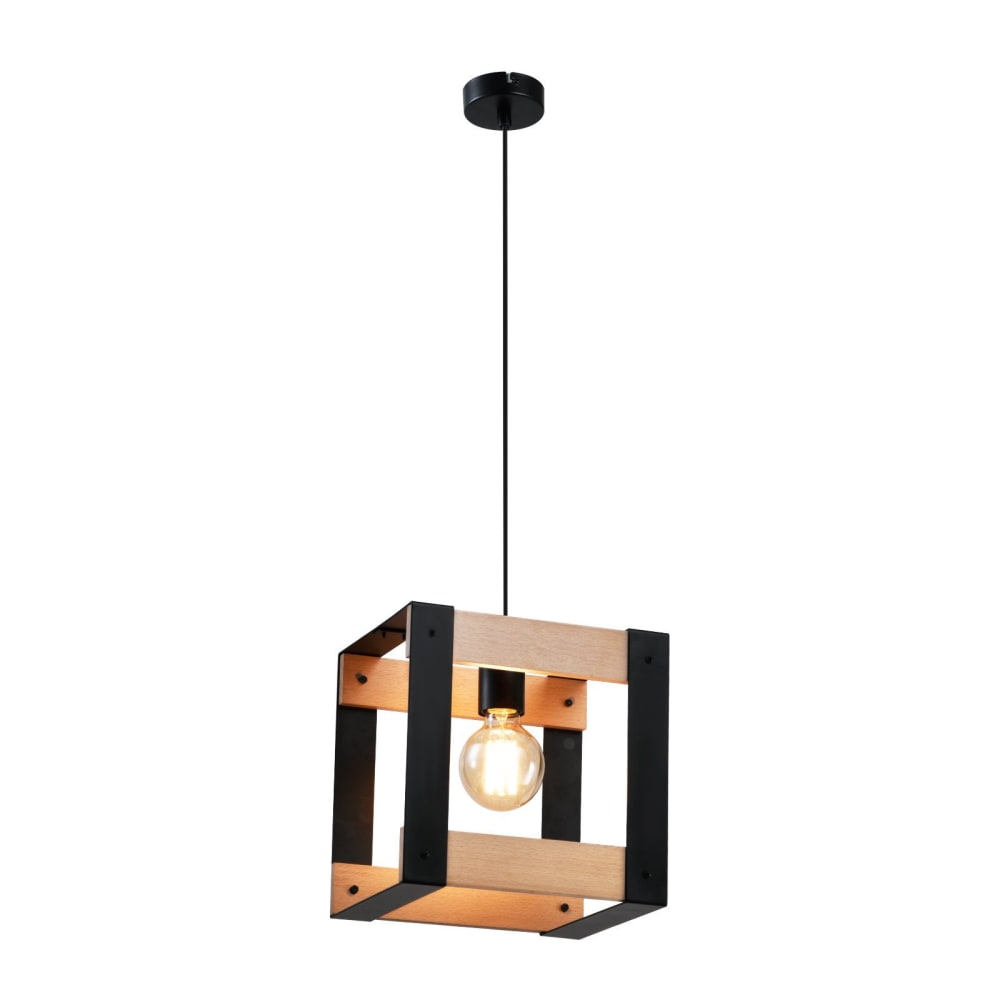 Nettlife Lilly - Pendelleuchte aus Holz, Braun, L 25 cm, E27 style modern Braun Holz