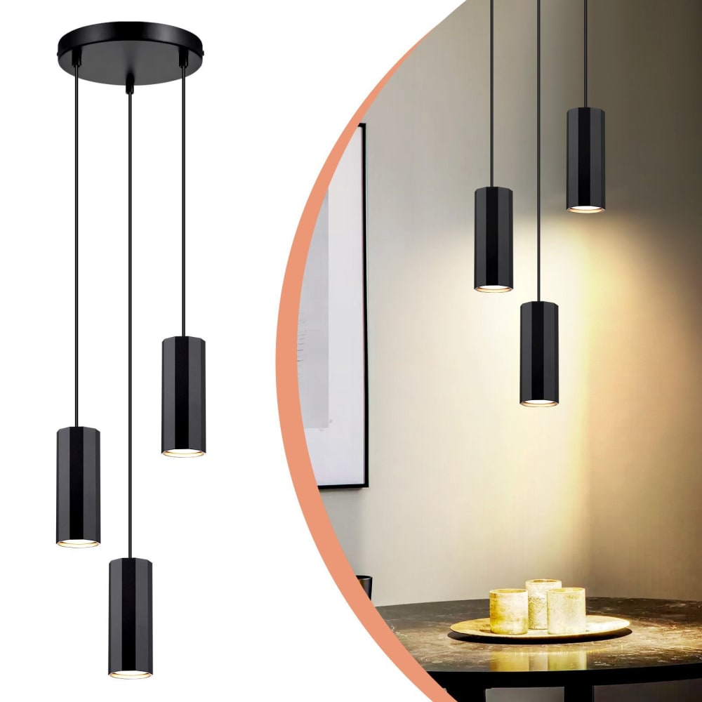 Adelgiso ii - suspension en métal, coloris noir, l 20 cm, gu10 — vue 3