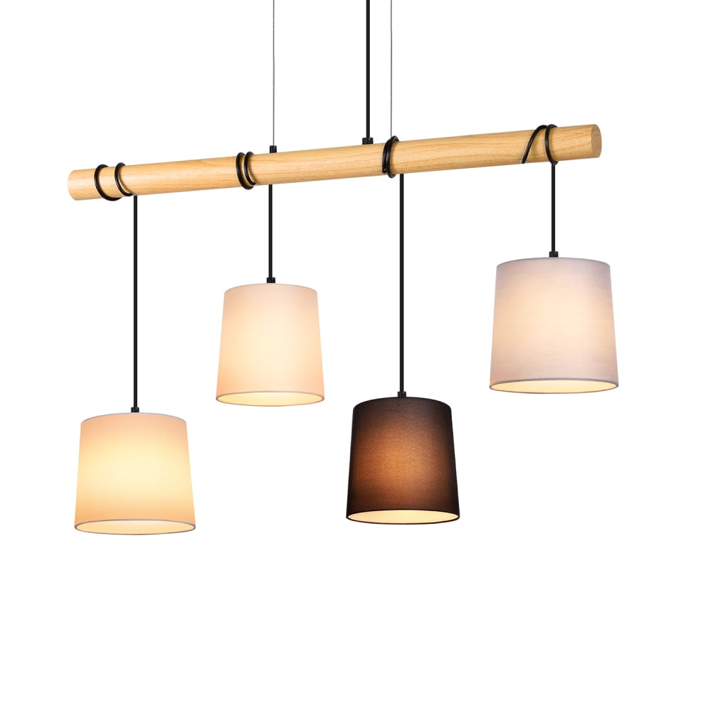 Nettlife Lollar - Pendelleuchte aus Holz, Braun, L 80 cm, E27 style modern Braun Holz