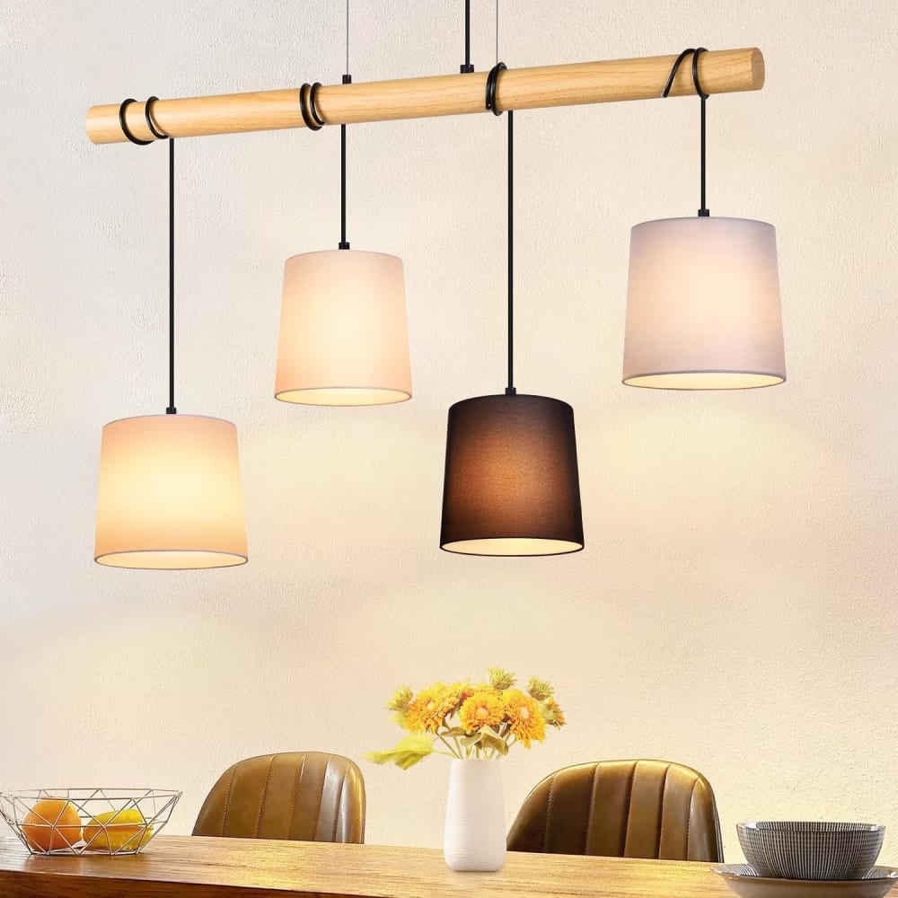 Lollar - Pendelleuchte aus Holz, Braun, L 80 cm, E27 - Maisons Du