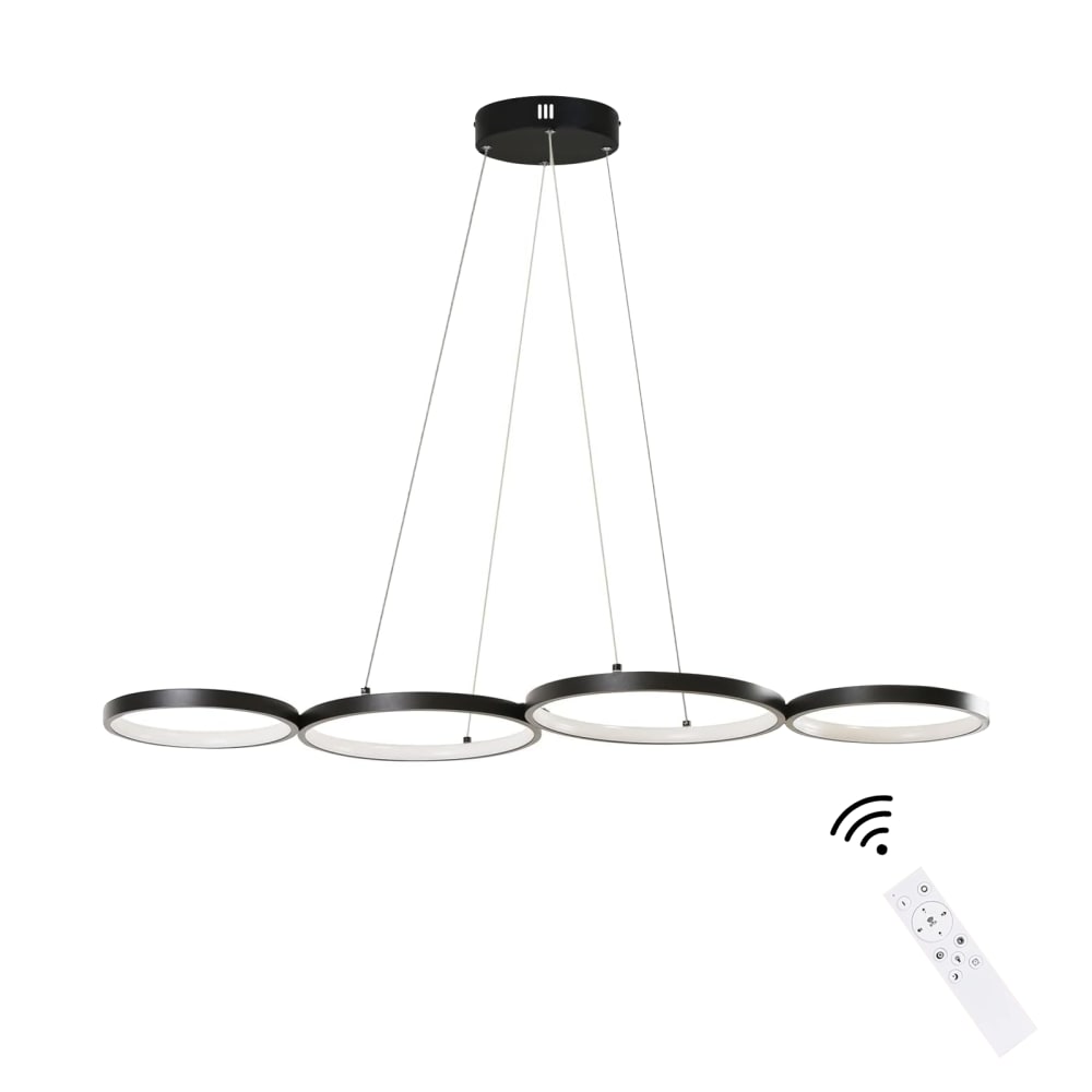 Nettlife Linden - Pendelleuchte aus Metall, Schwarz, L 88 cm style modern Schwarz Metall