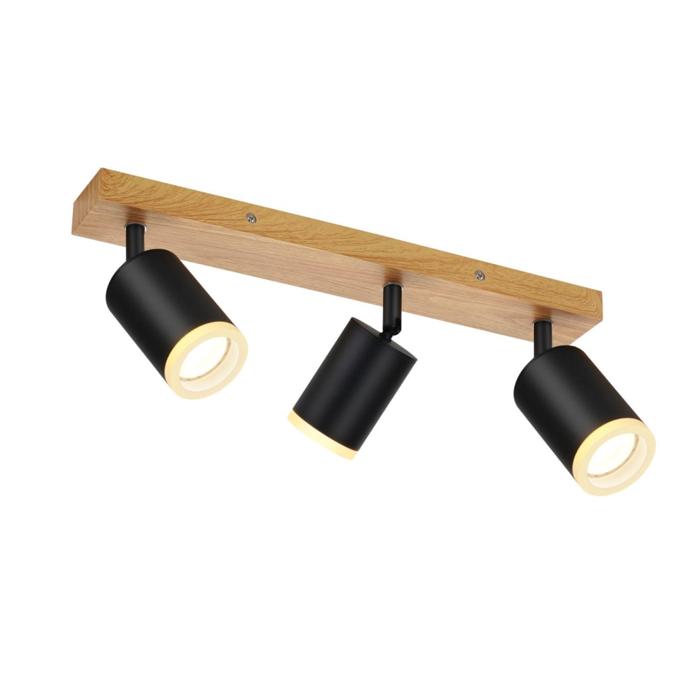 Einäugig - spot de plafond en bois, noir, l 41 cm, 3 lumières