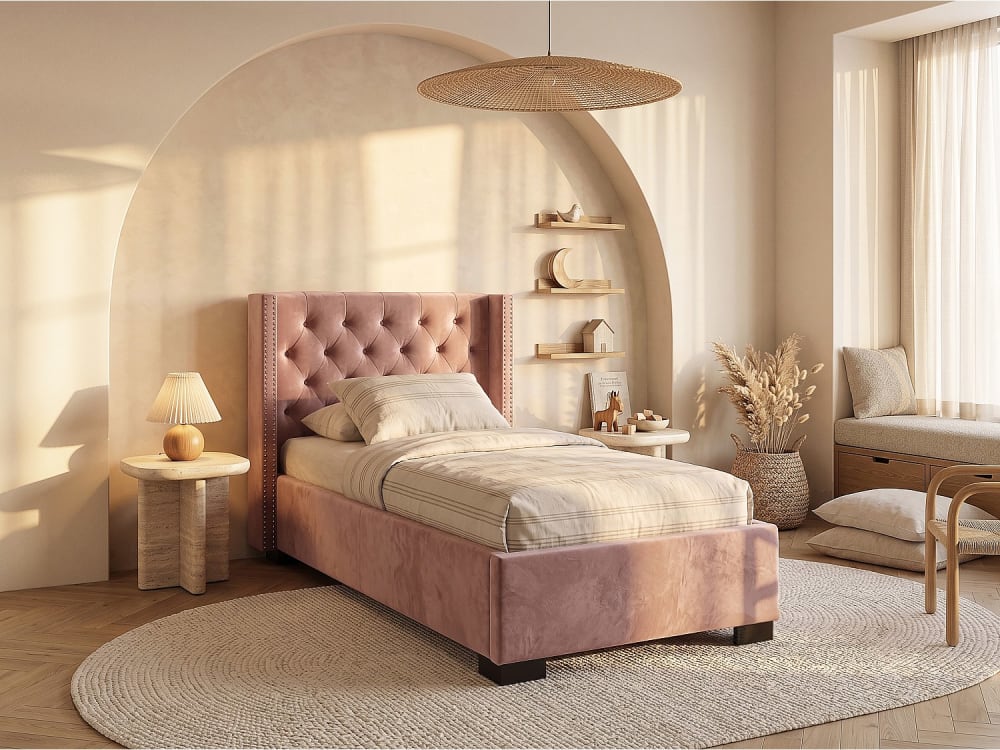 Cadre de lit mdf rose