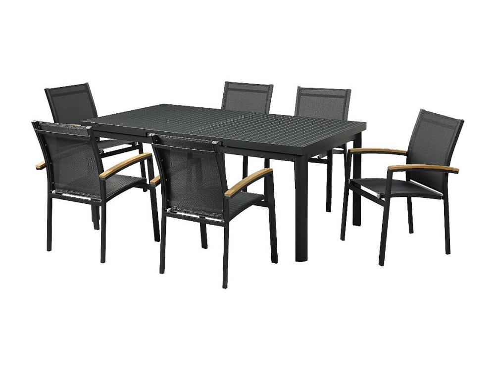 Ensemble table et chaise - jardin aluminium anthracite