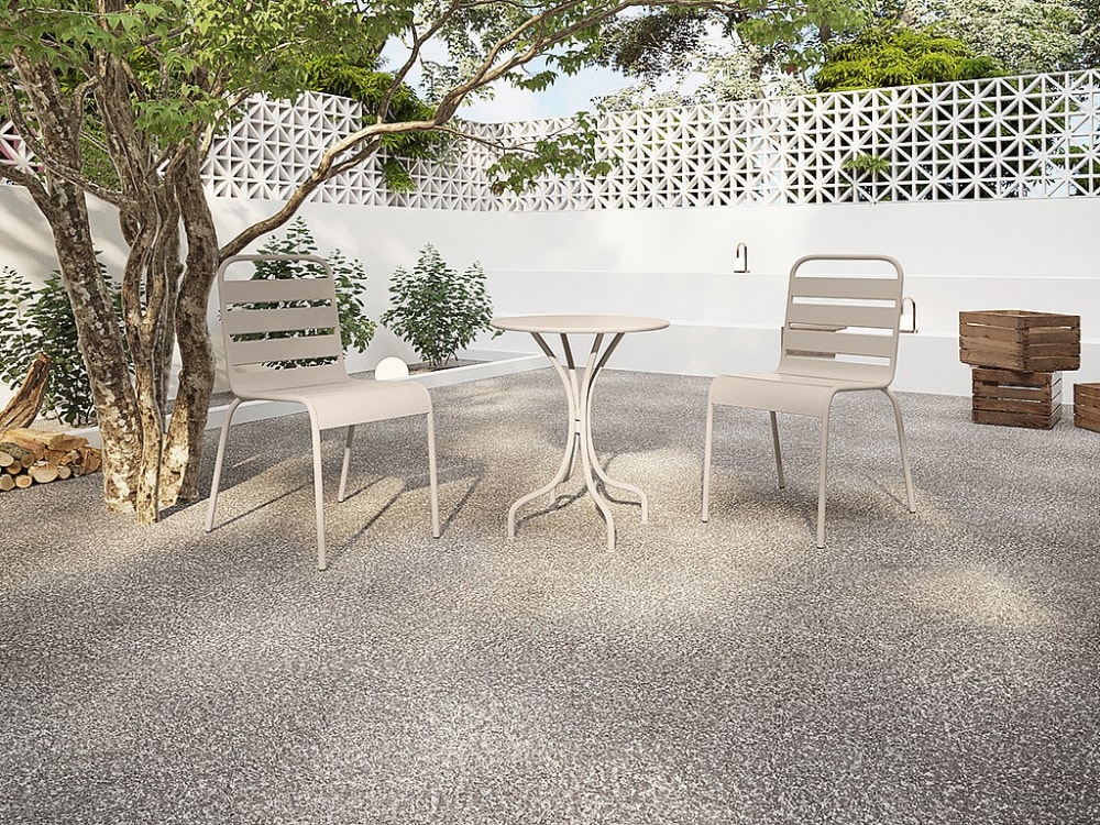 Ensemble table et chaise de jardin acier beige