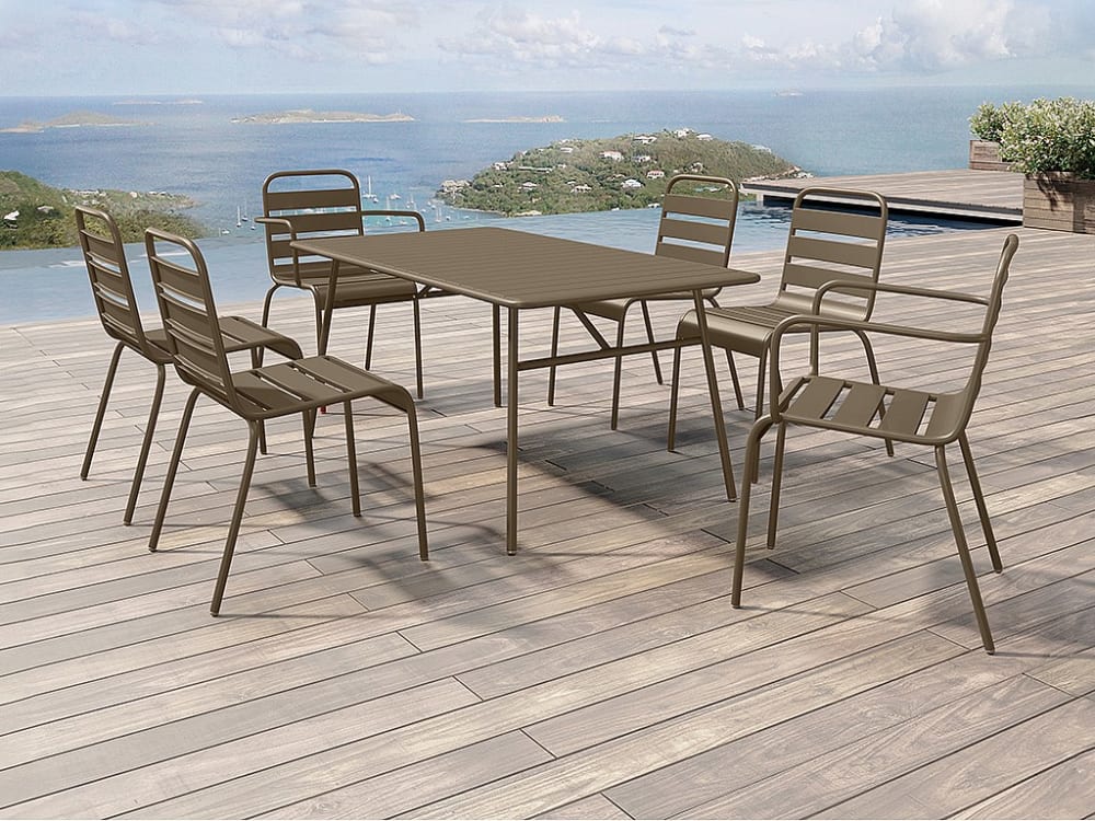 Ensemble table et chaise de jardin acier taupe