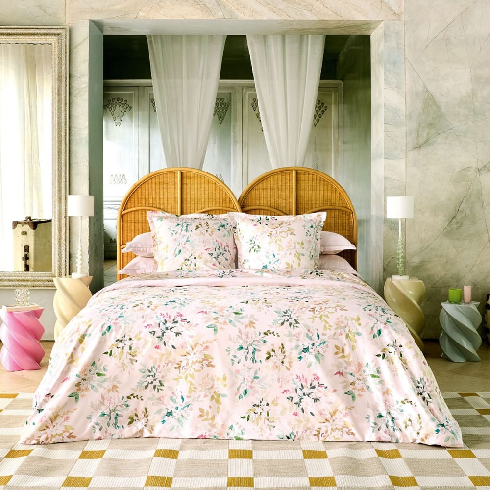 Housse de couette satin rose clair 140x200 cm