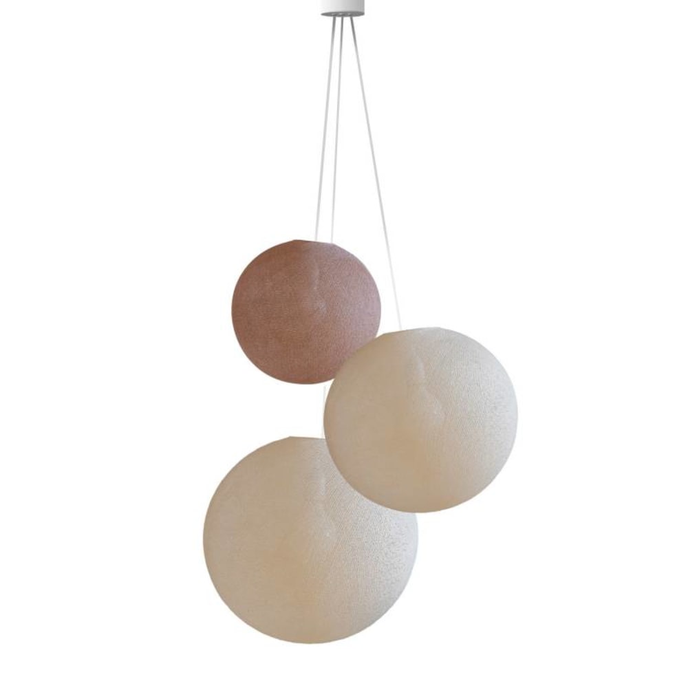 Suspension 3 globes nude - lin - écru