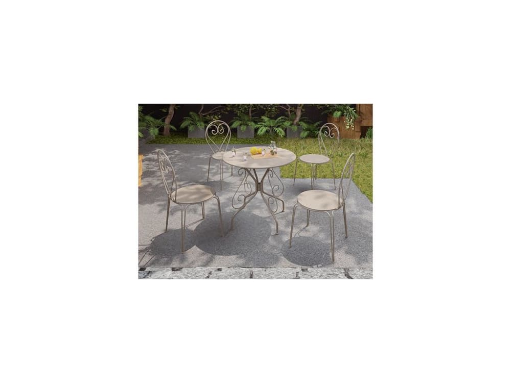 Ensemble table et chaise de jardin métal beige