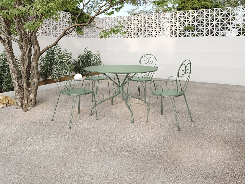 Ensemble table et chaise de jardin acier vert amande