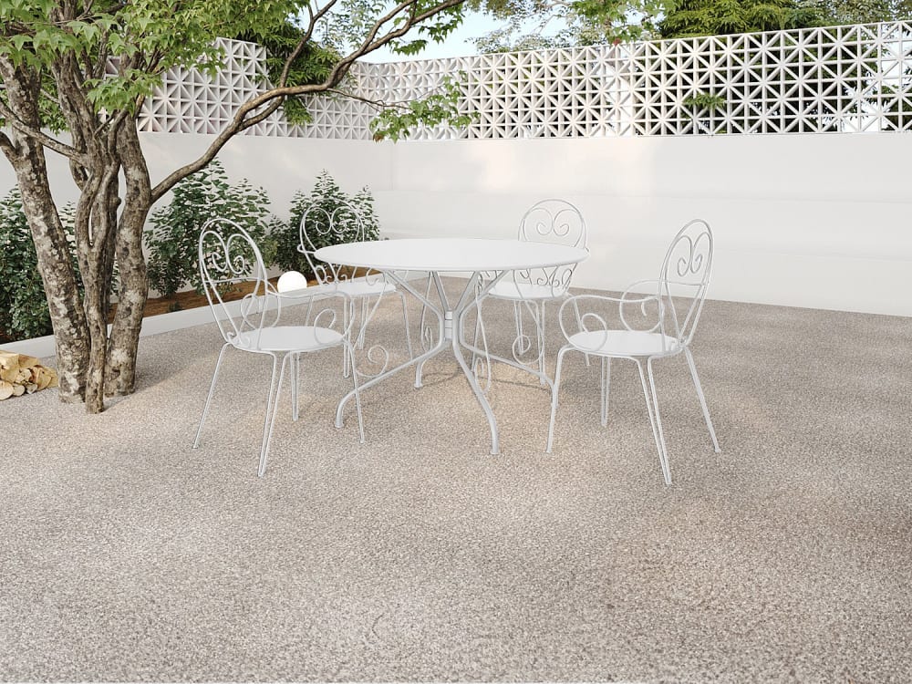 Ensemble table et chaise de jardin acier blanc