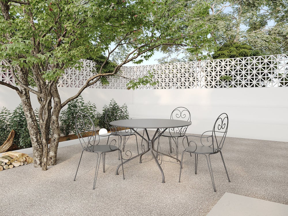 Ensemble table et chaise de jardin acier gris anthracite