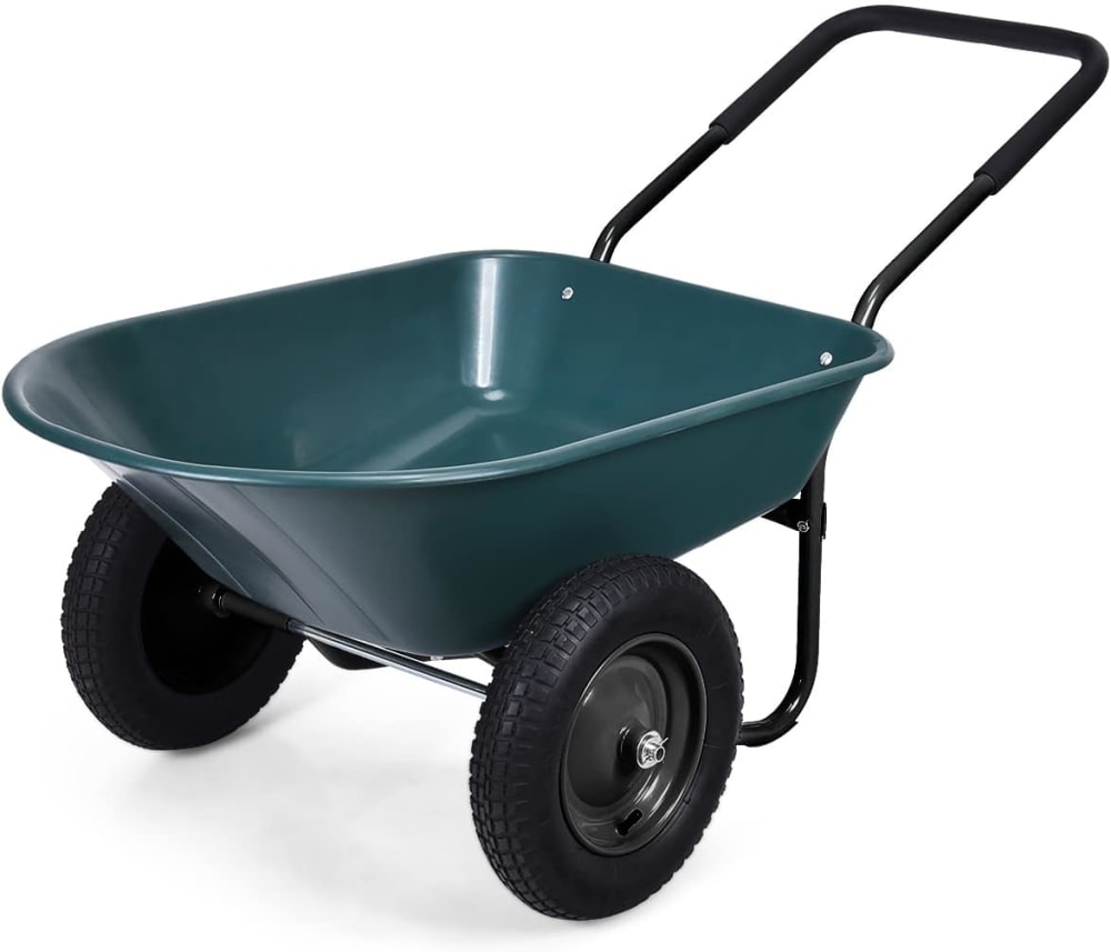 Brouette jardin à 2 roues vert 140x65x65cm