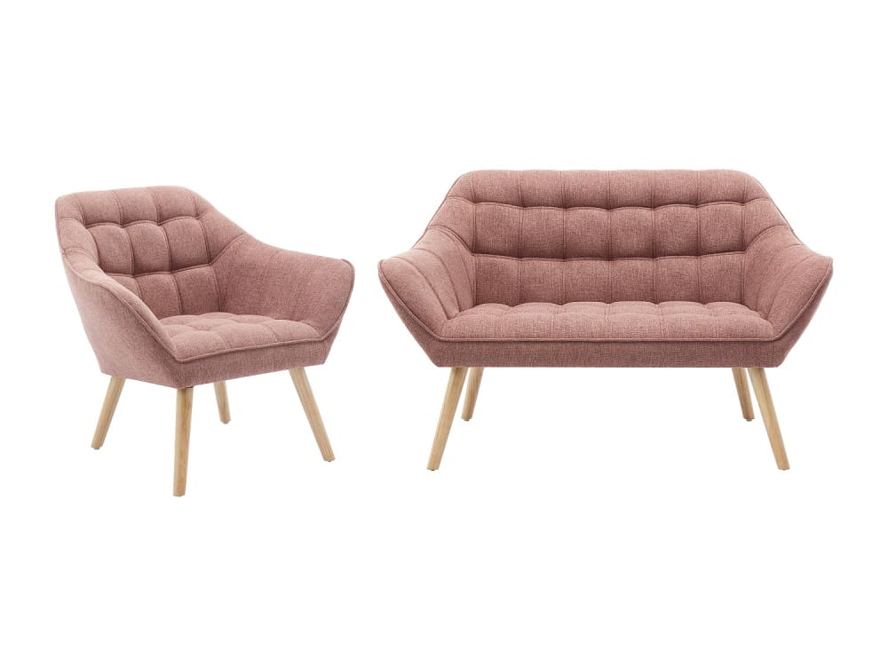 Ensemble canapé fauteuil fixe  3 places rose