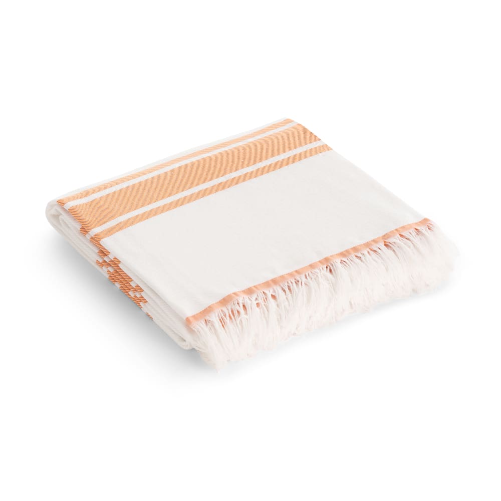 Serviette de plage en coton avec franges à rayures jaune 190x180 cm