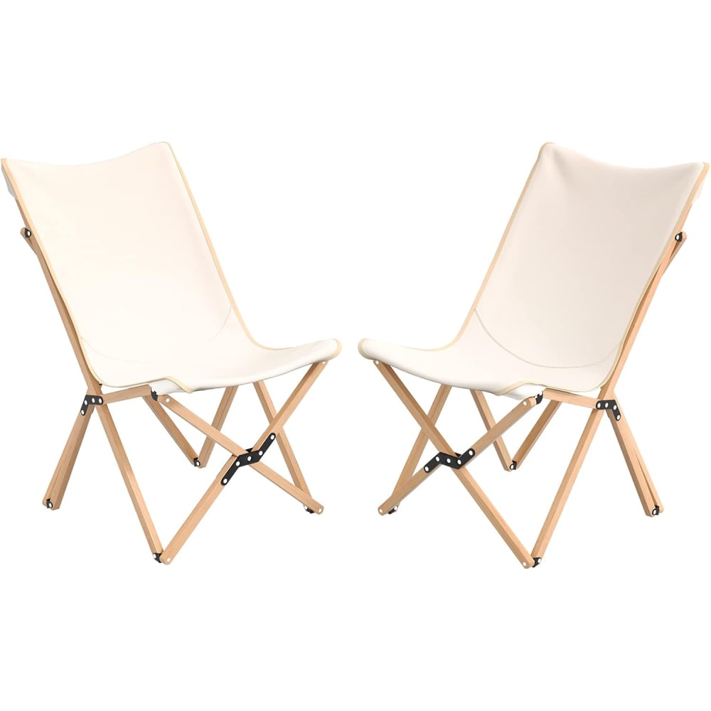 Chaise pliante en toile de bambou 2 pièces avec sac de rangement