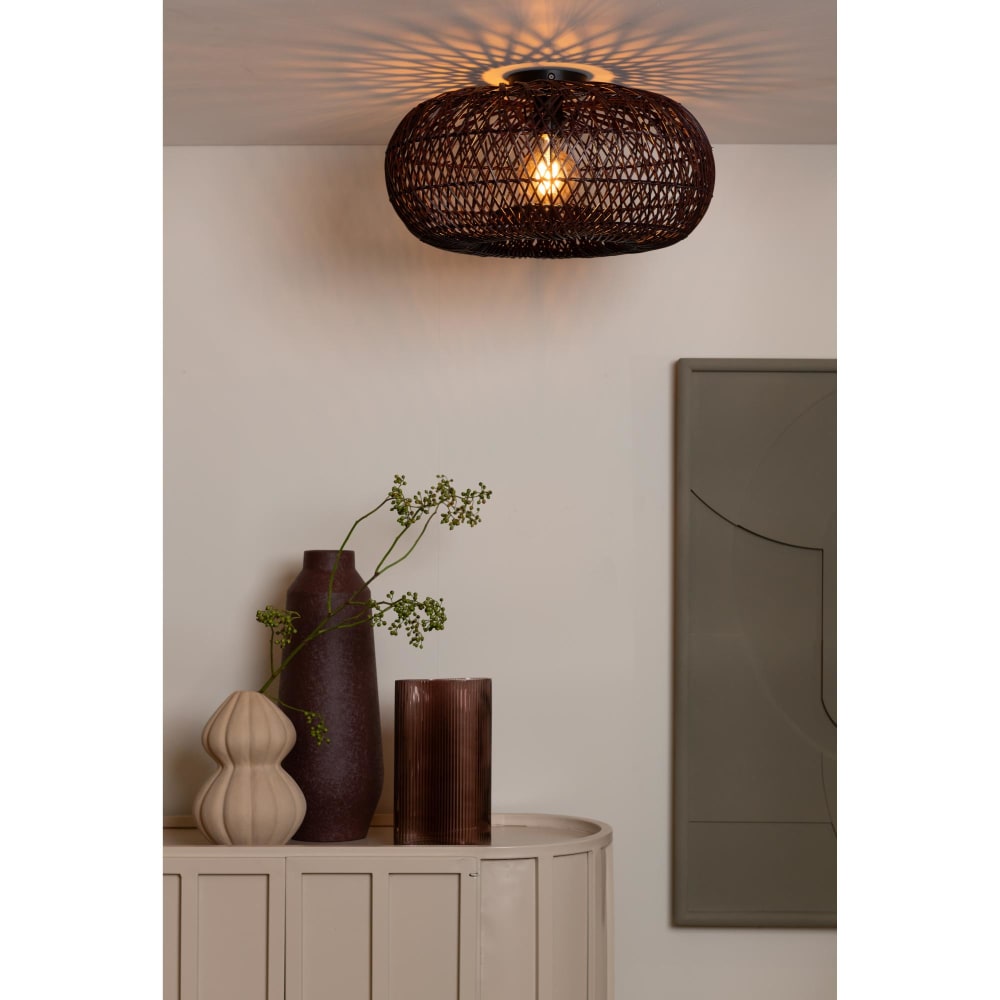 Plafonnier bambou bordeaux ø50cm — vue 3