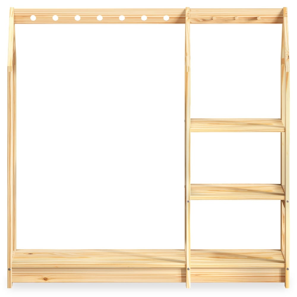 IDIMEX Kinder Kleiderständer mit 4 Ablageböden und Kleiderstange, natur style modern BRAUN HOLZ Kinder