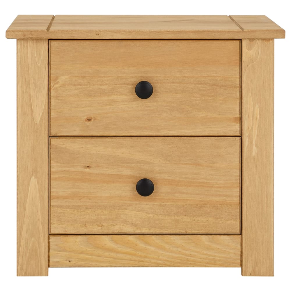 Table de chevet 2 tiroirs en bois massif, coloris naturel