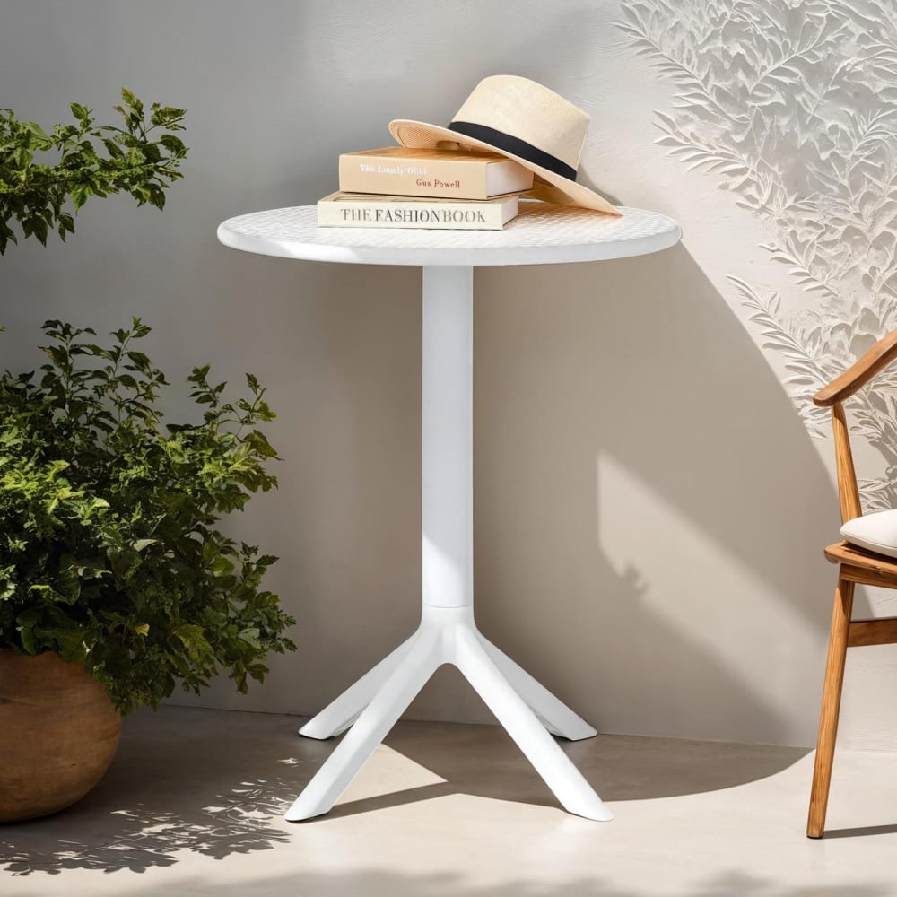 Table de jardin ronde, blanc