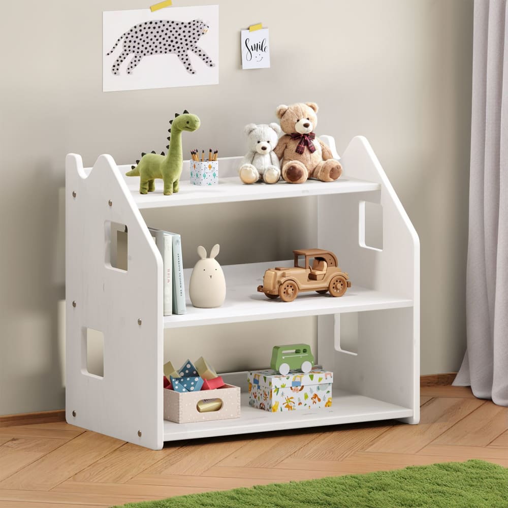 Etagère enfant 3 étagères en bois massif, blanc