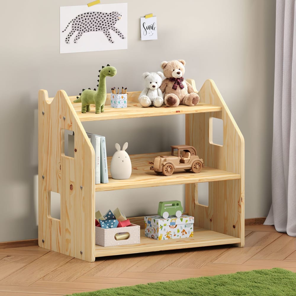 Etagère enfant 3 étagères en bois massif, coloris naturel