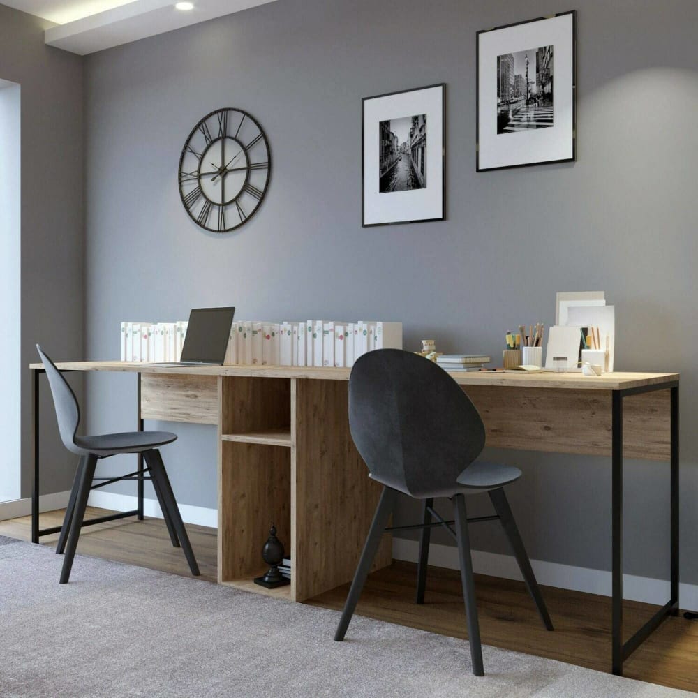 Bureau effet bois chêne 240x60h74 cm