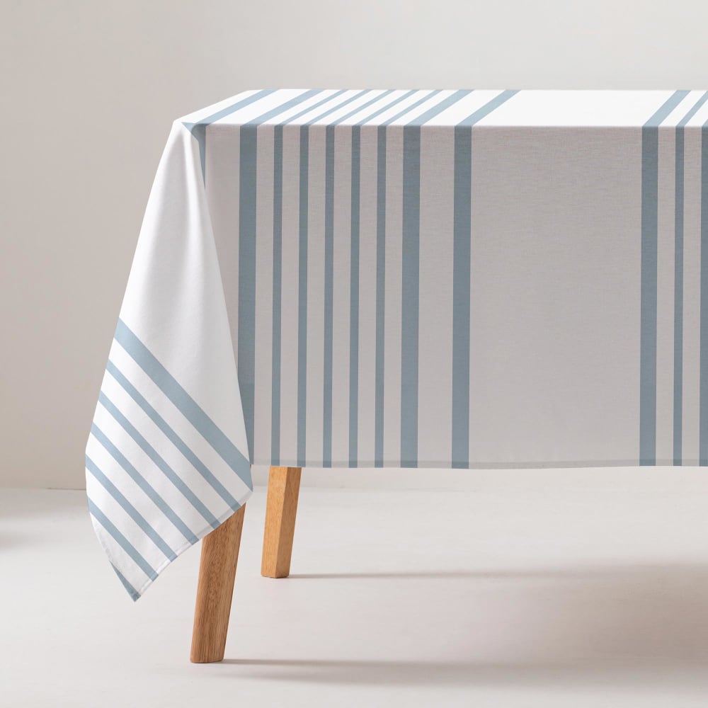 Nappe en coton antitaches imprimée en rayures 160x350 cm