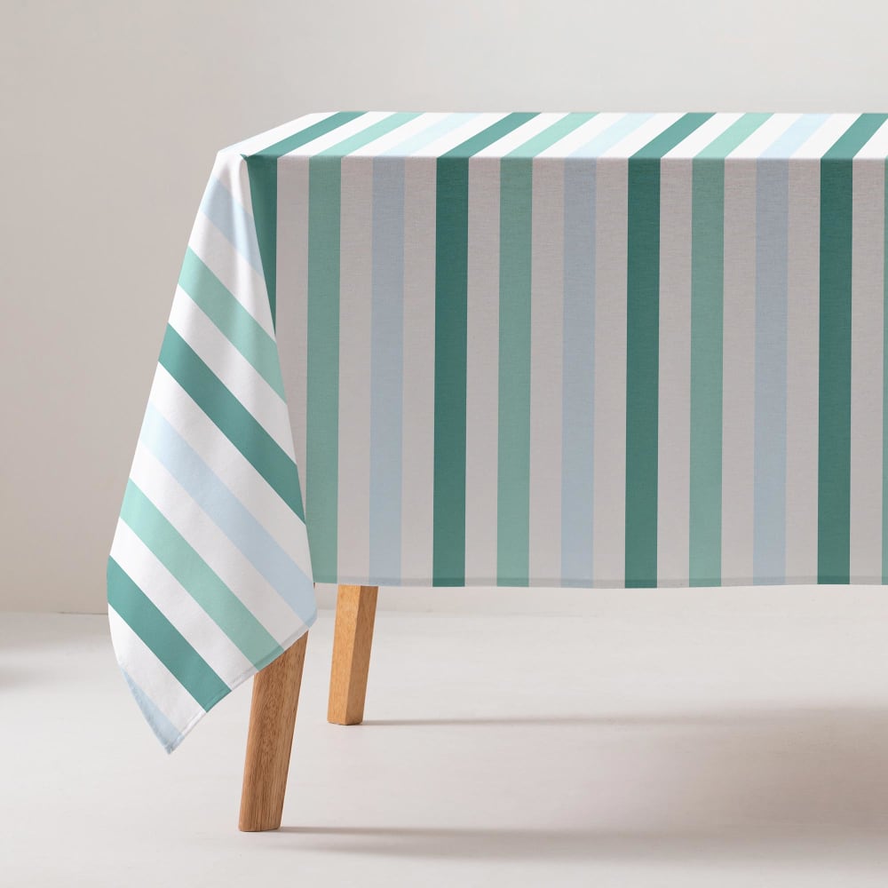 Gamusi Wasserdichte Tischdecke aus Baumwolle, Hellblau 160x350 cm style landhaus Grün Öko-Tex Zertifikat Baumwolle