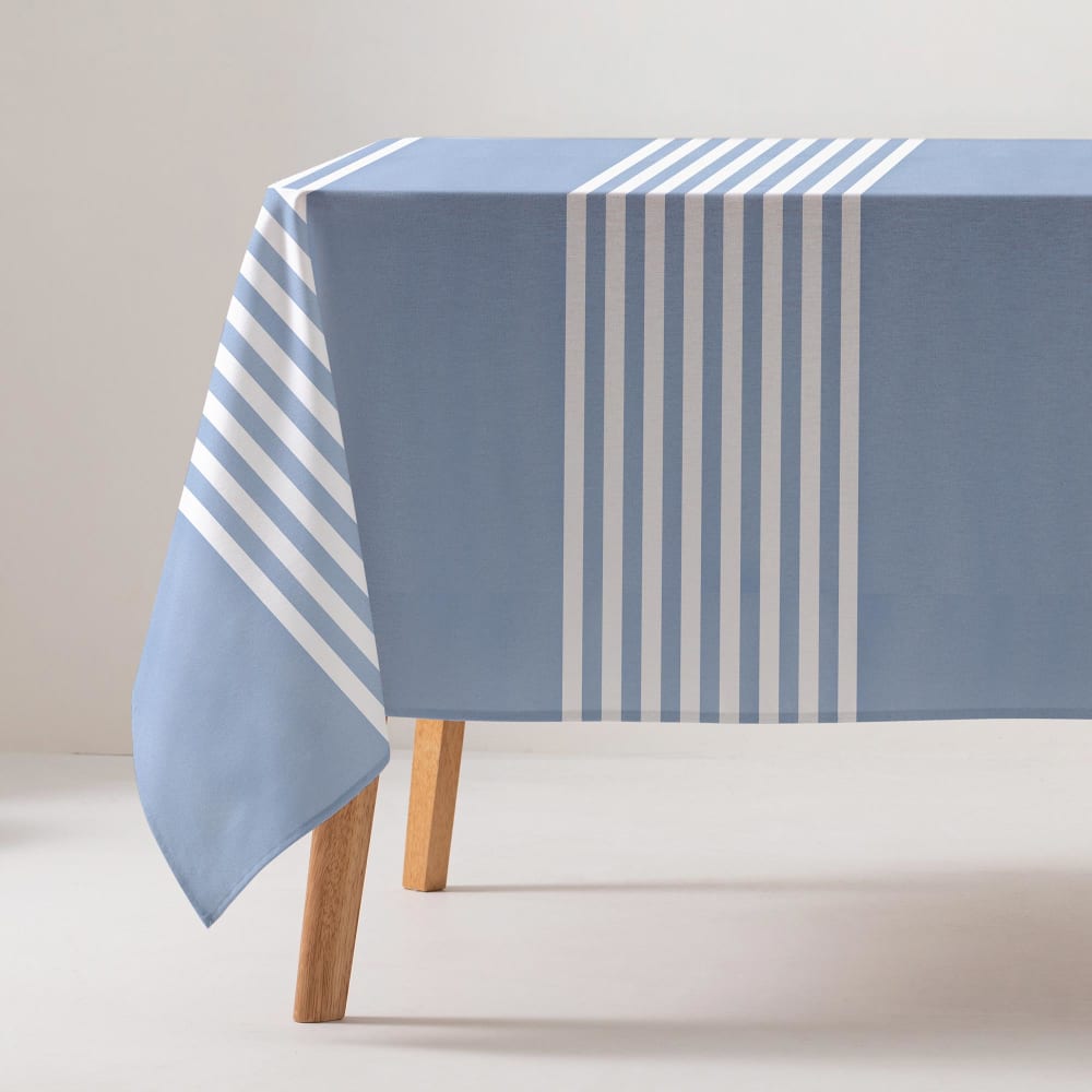 Nappe en coton antitaches imprimée en rayures 160x200 cm
