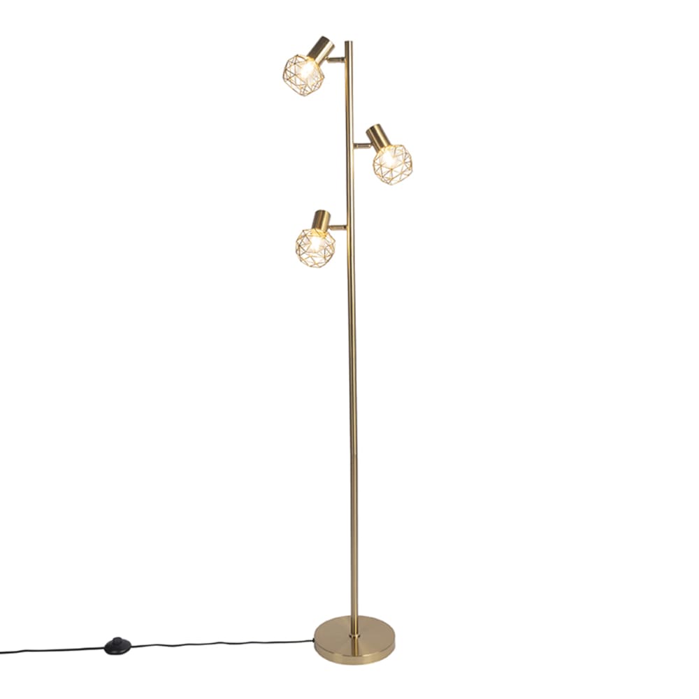 QAZQA Stehleuchte Gold 3-Licht verstellbar style modern Gold Metall
