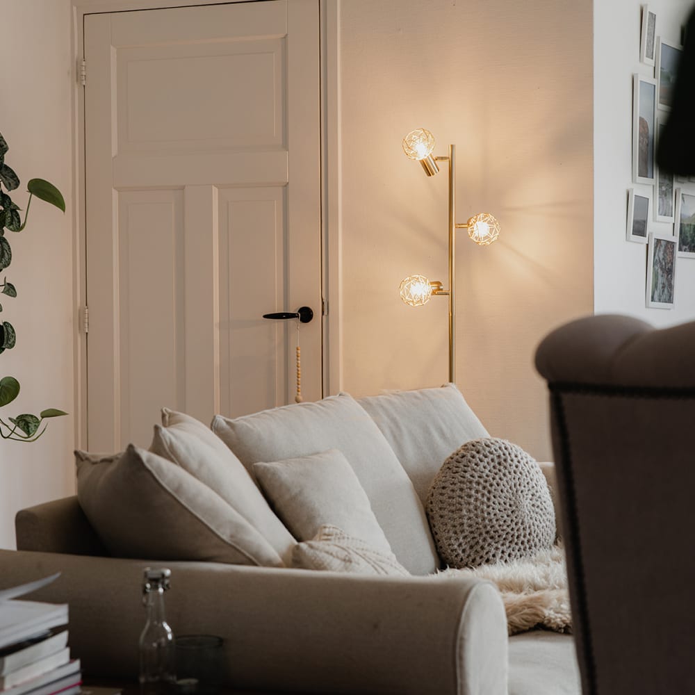 Lampadaire design or 3 lumières orientable — vue 3