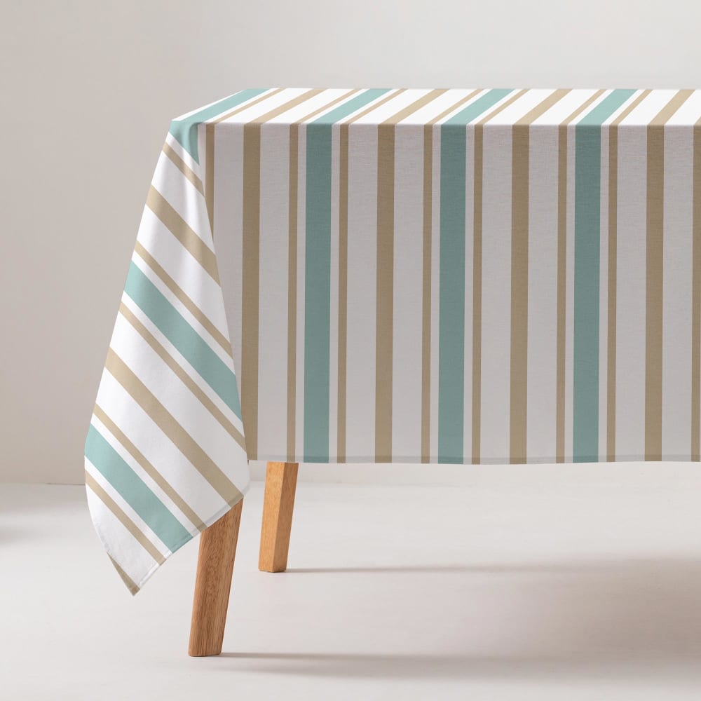 Nappe en coton antitaches imprimée en rayures 160x200 cm