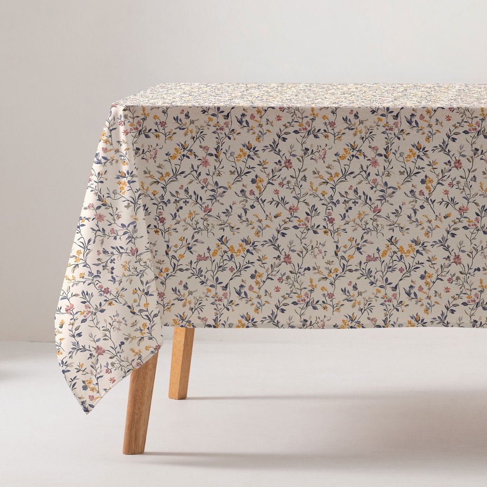 Nappe en coton antitaches imprimée floral 160x200 cm