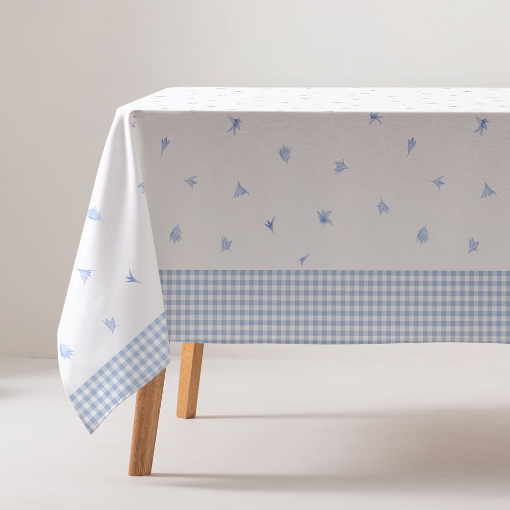 Nappe en coton antitaches imprimée à carreaux 160x240 cm