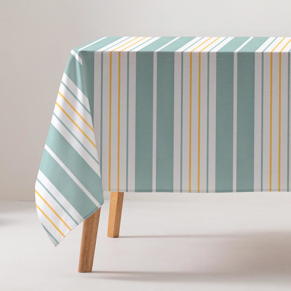Nappe en coton antitaches imprimée en rayures 160x240 cm