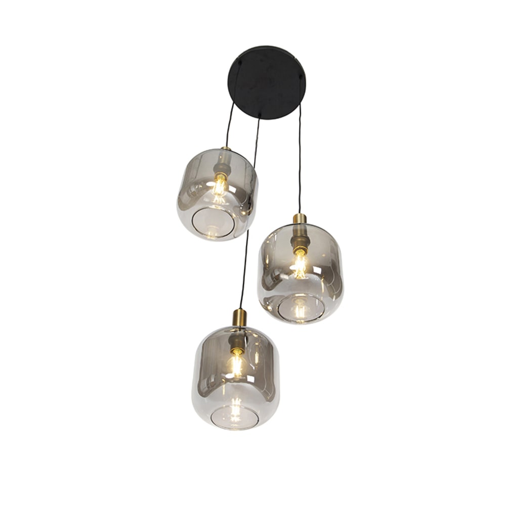 Suspension intelligente noire verre fumé 3 lumières wifi a60 — vue 4