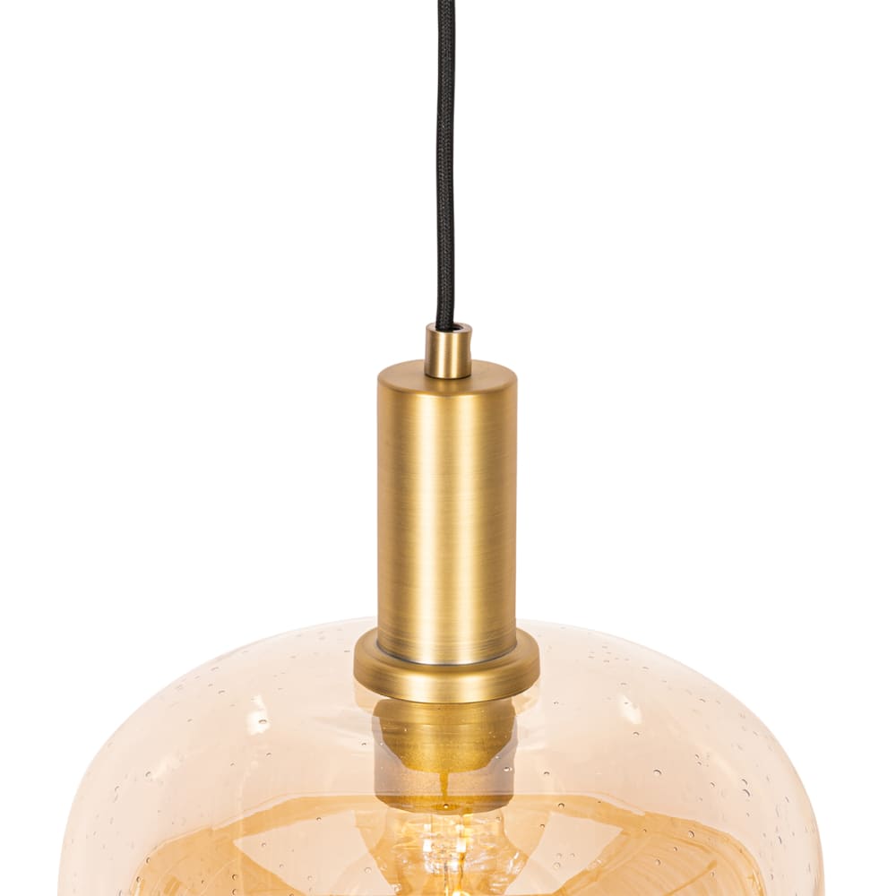 Lampe suspension design noire laiton verre ambré — vue 3