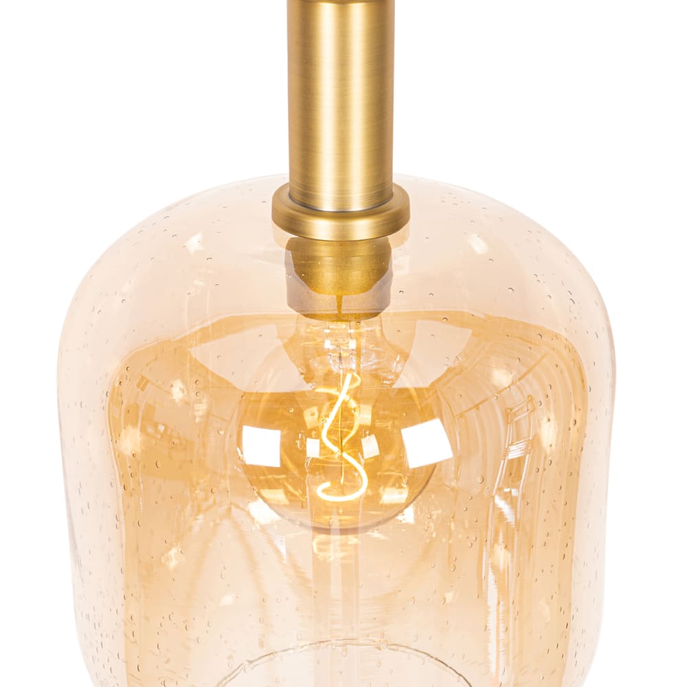 Lampe suspension design noire laiton verre ambré — vue 4
