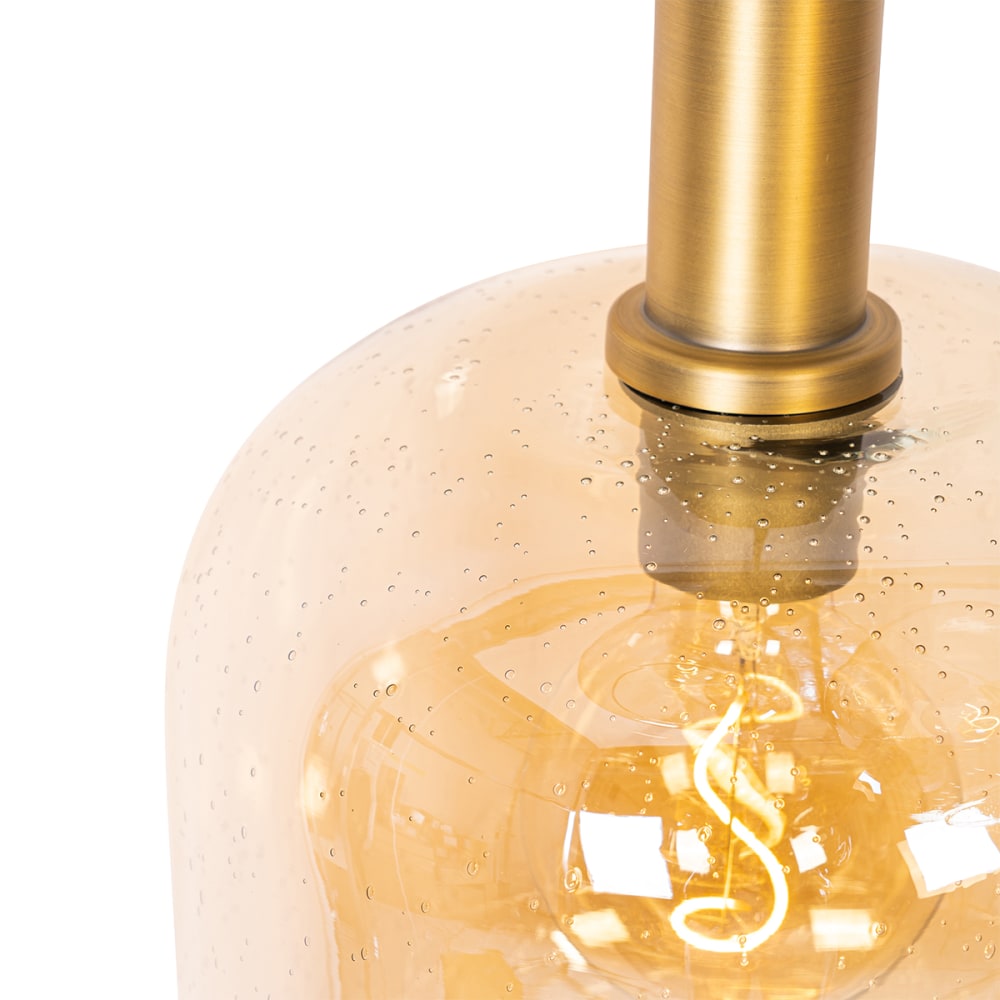 Suspension design noire laiton verre ambré 3 lumières — vue 3