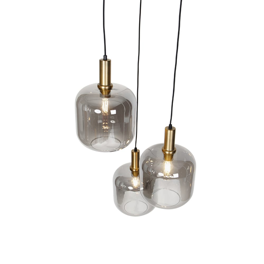 Lampe suspension design noir or verre fumé 3 lumières