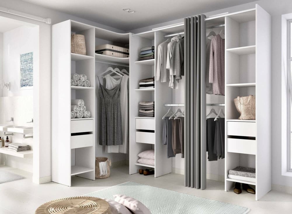 Grande Garde-robe effet bois blanc 234x141h205 cm