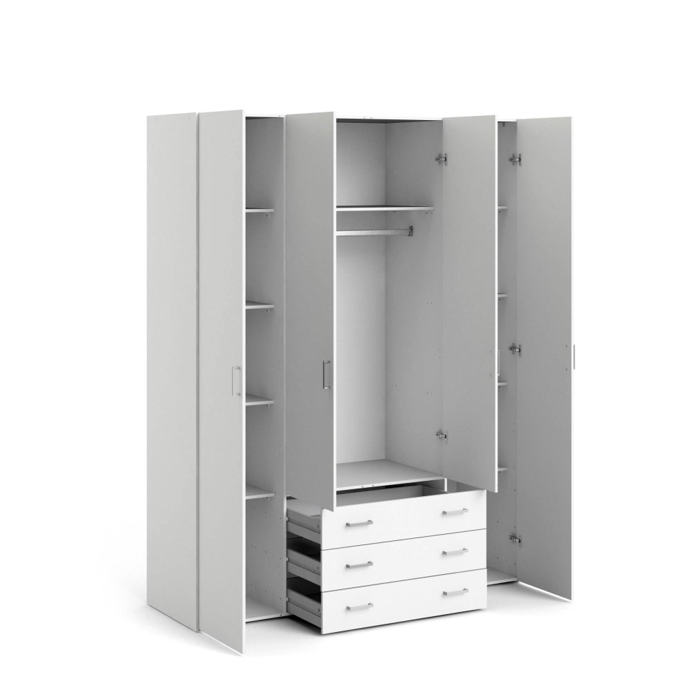 Dmora Großer Kleiderschrank, weiß, 154x200,4 cm style modern - Holz