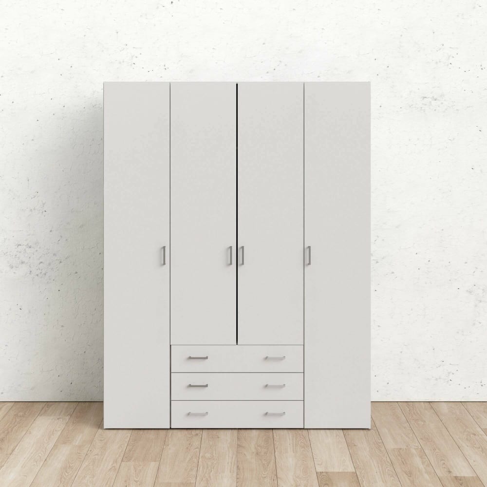 Grande Garde-robe effet bois blanc 154x50h200 cm