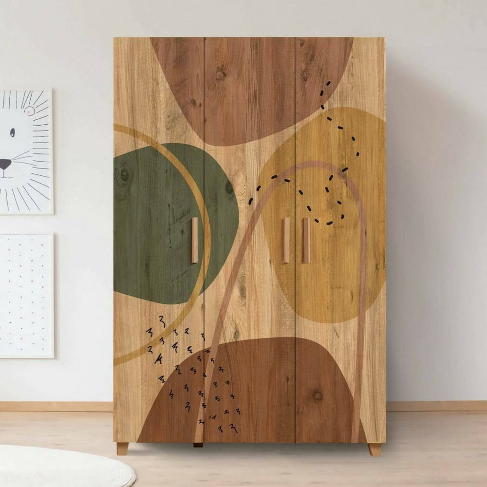 Garde-robe 3 portes effet bois chêne 120x48h189 cm