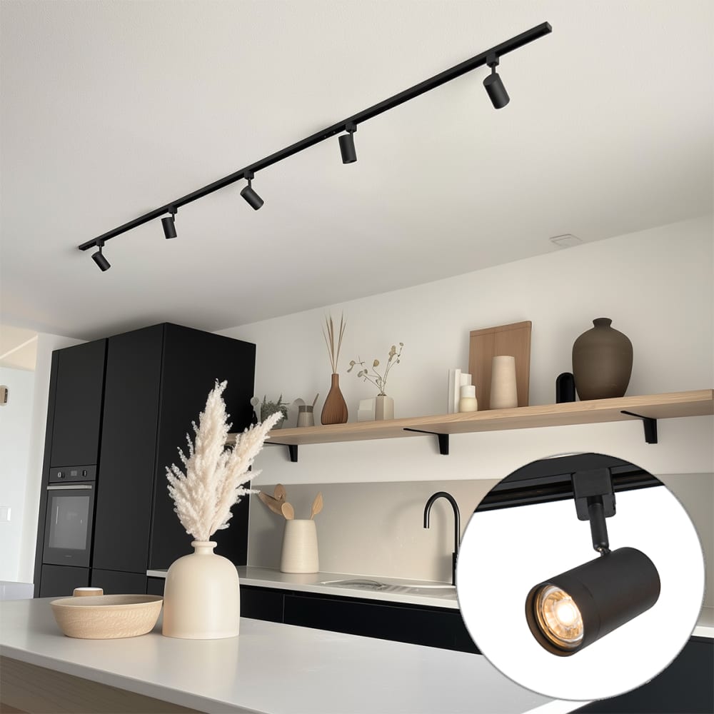Schienensystem schwarz mit 5 Strahlern - Maisons Du Monde